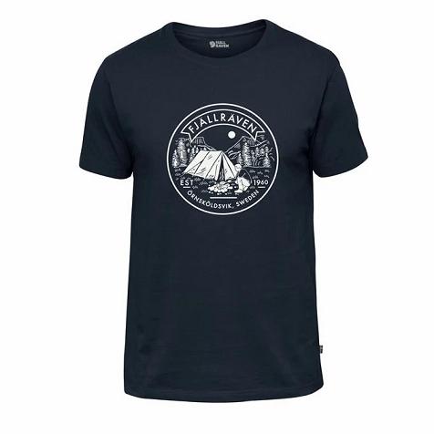 Fjallraven Tilbud T-Shirt Herre Lägerplats Mørkeblå SBLK32610
